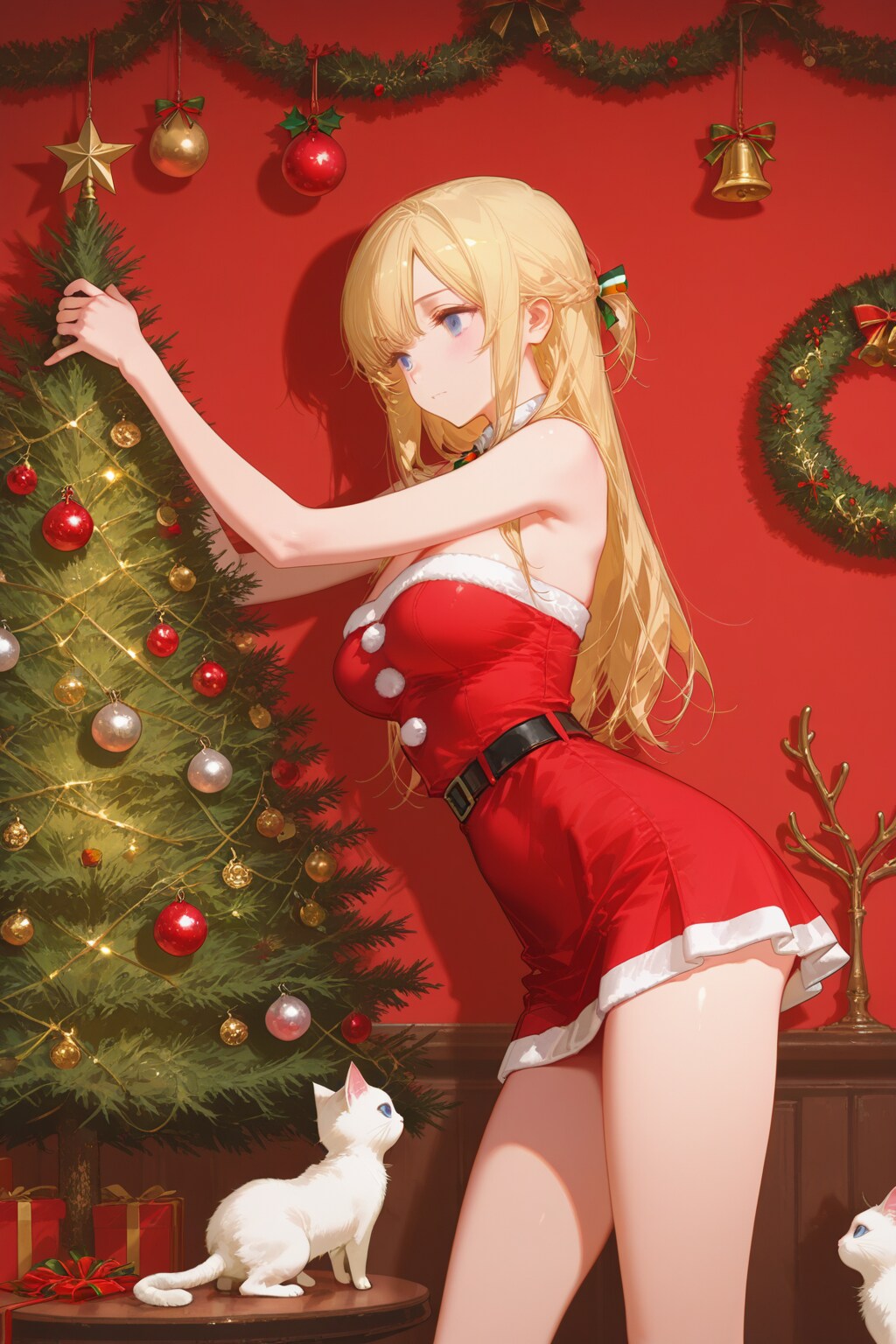 ツリー飾り付け中