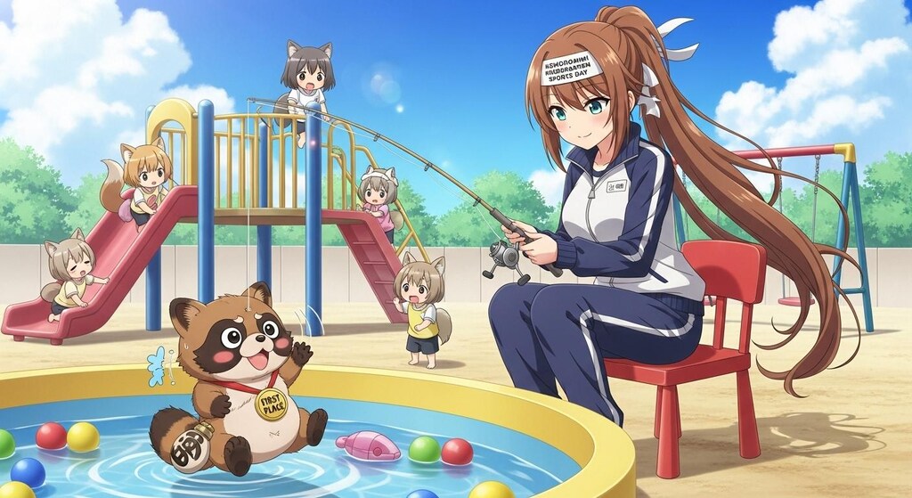 ケモミミ幼稚園の運動会(運動場)で釣り