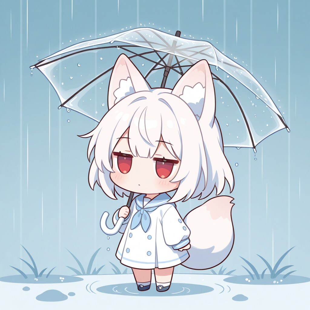 しとしと雨と白狐さん | の人気AIイラスト・グラビア