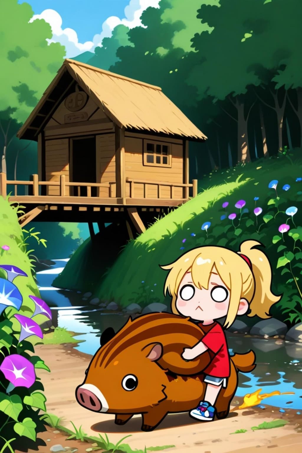 金髪ちゃんと猪