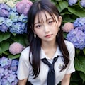 紫陽花と女子高生 8枚目