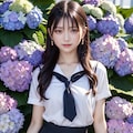 紫陽花と女子高生 11枚目