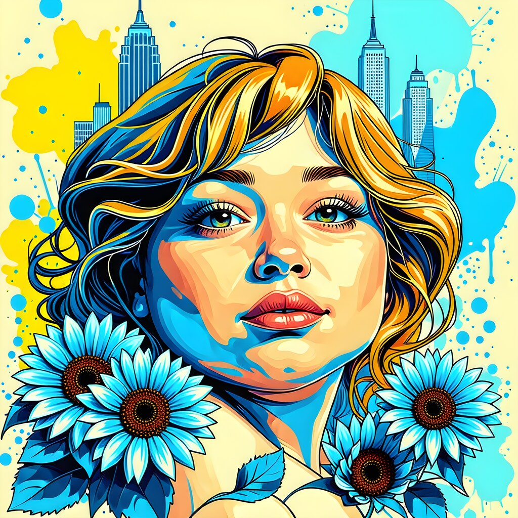 ひまわりと都市