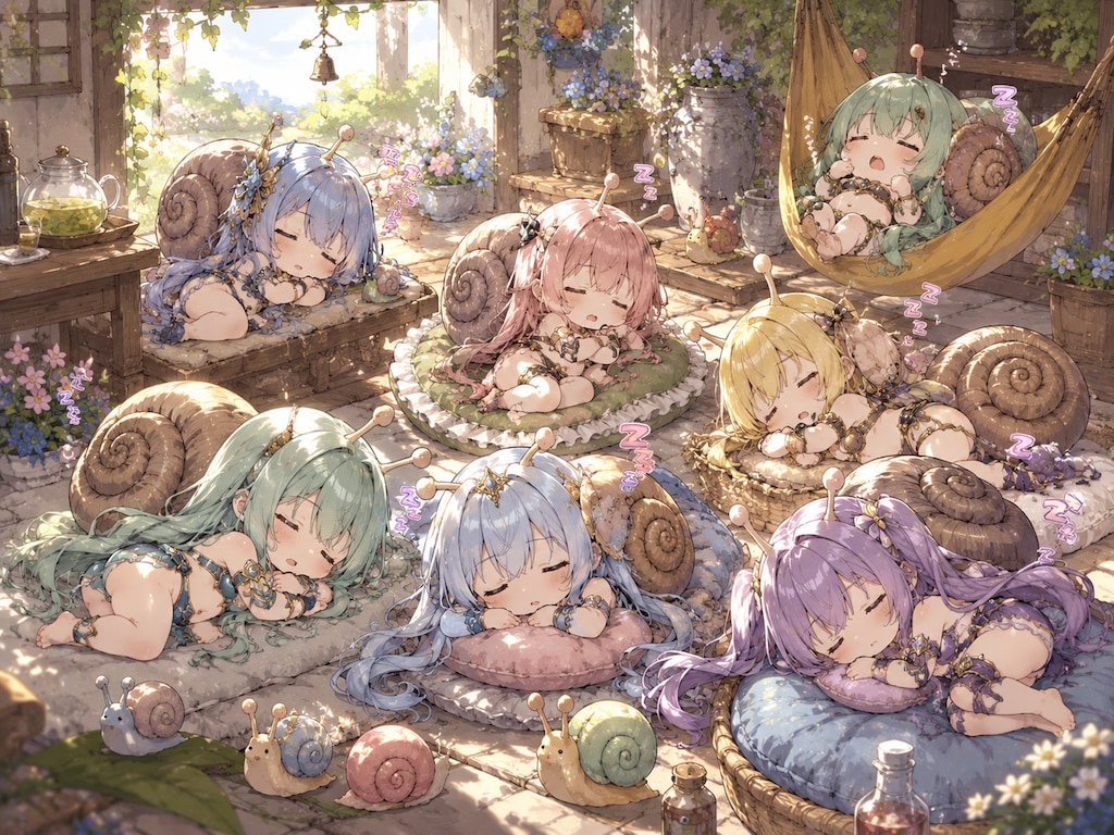 シエスタ中のドミポルタの娘たち