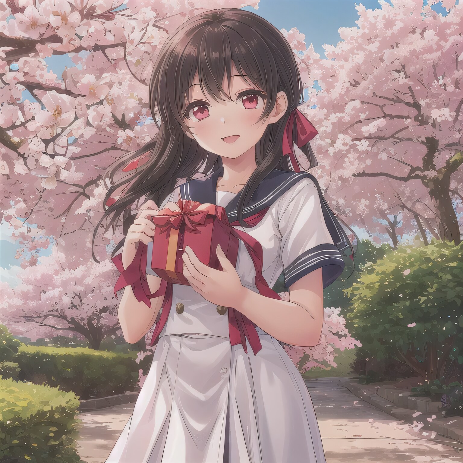 黒髪ロングでセーラー服の少女６６ | の人気AIイラスト・グラビア