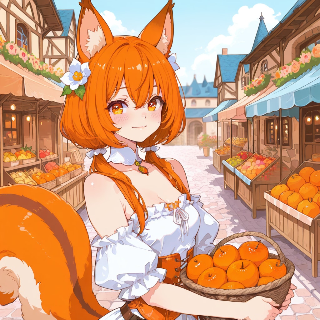 買い物中のリスの女の子