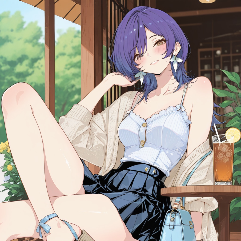 レモン色のサマーカフェコーデ