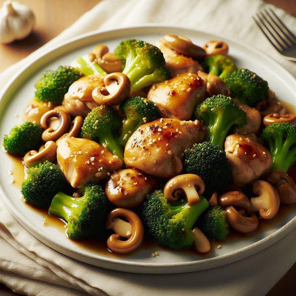 鶏もも肉とブロッコリー、しめじのガーリックバター炒めの完成です！