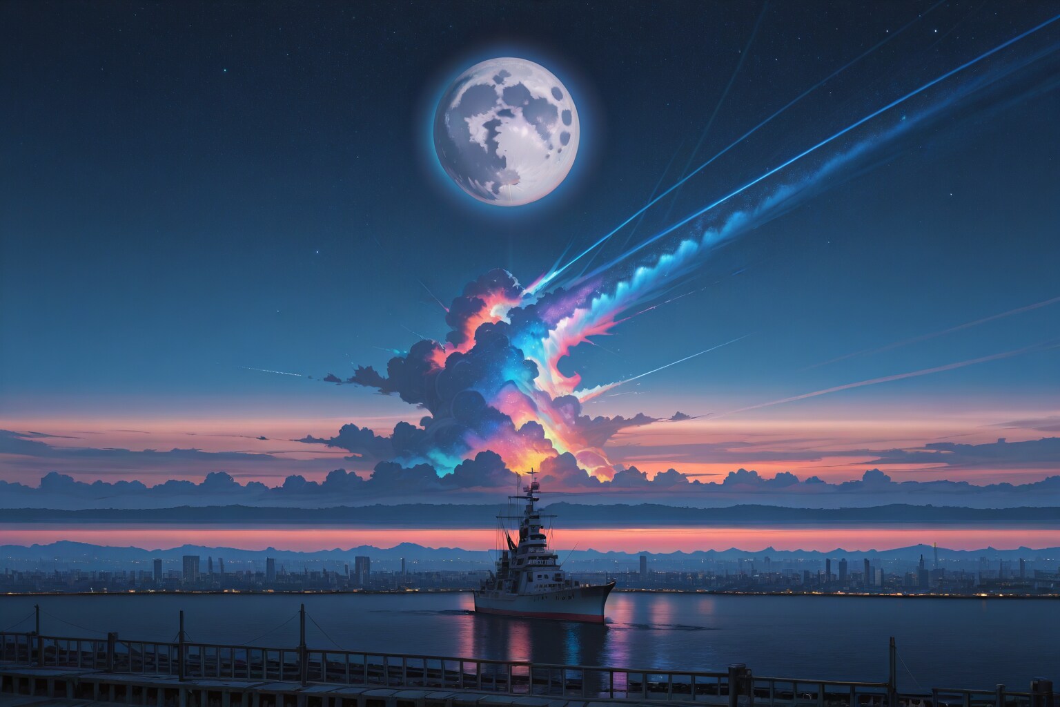 軍艦と夜空 | の人気AIイラスト・グラビア