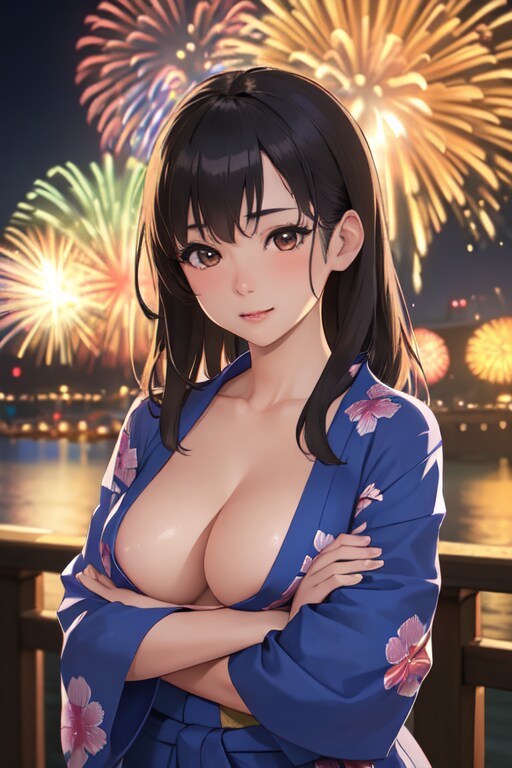 浴衣で花火