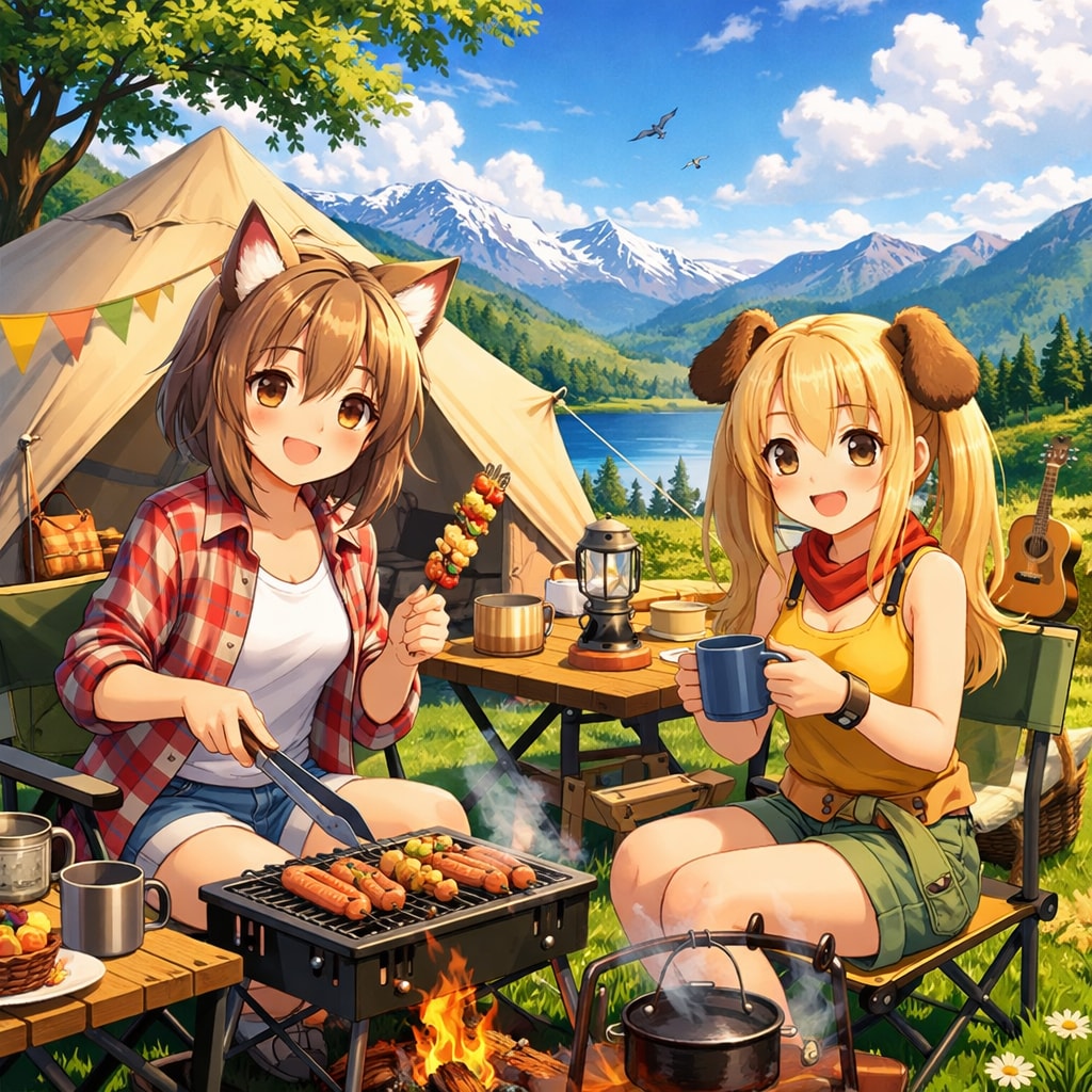 わんにゃんキャンプ | の人気AIイラスト・グラビア