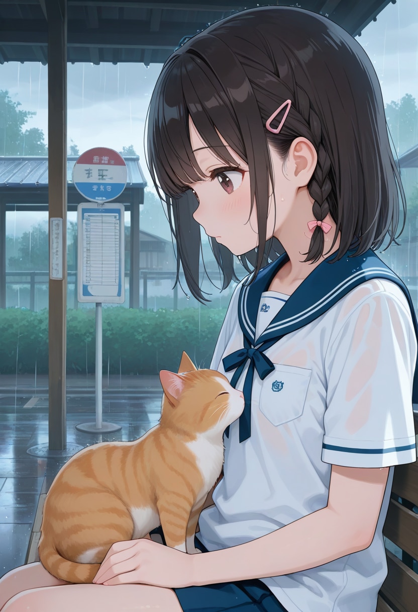 雨宿り(2) | の人気AIイラスト・グラビア