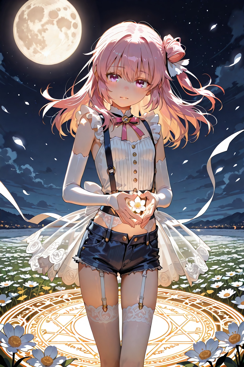満月と花畑と魔法少女