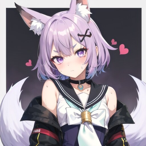 薄紫の髪色の狐耳のセーラー服の少女 | の人気AIイラスト・グラビア