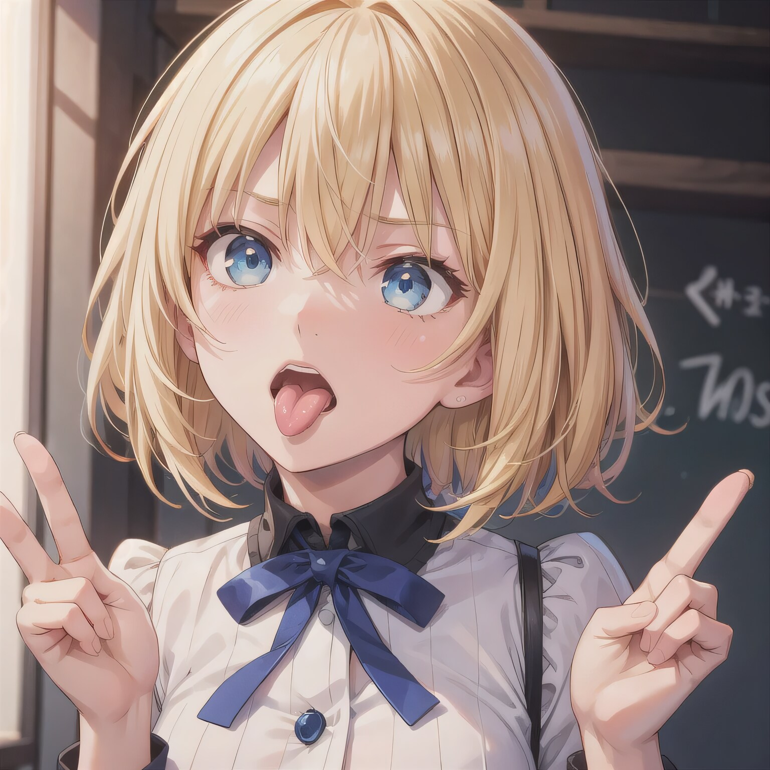 金髪ボブの舌出し少女６ | の人気AIイラスト・グラビア