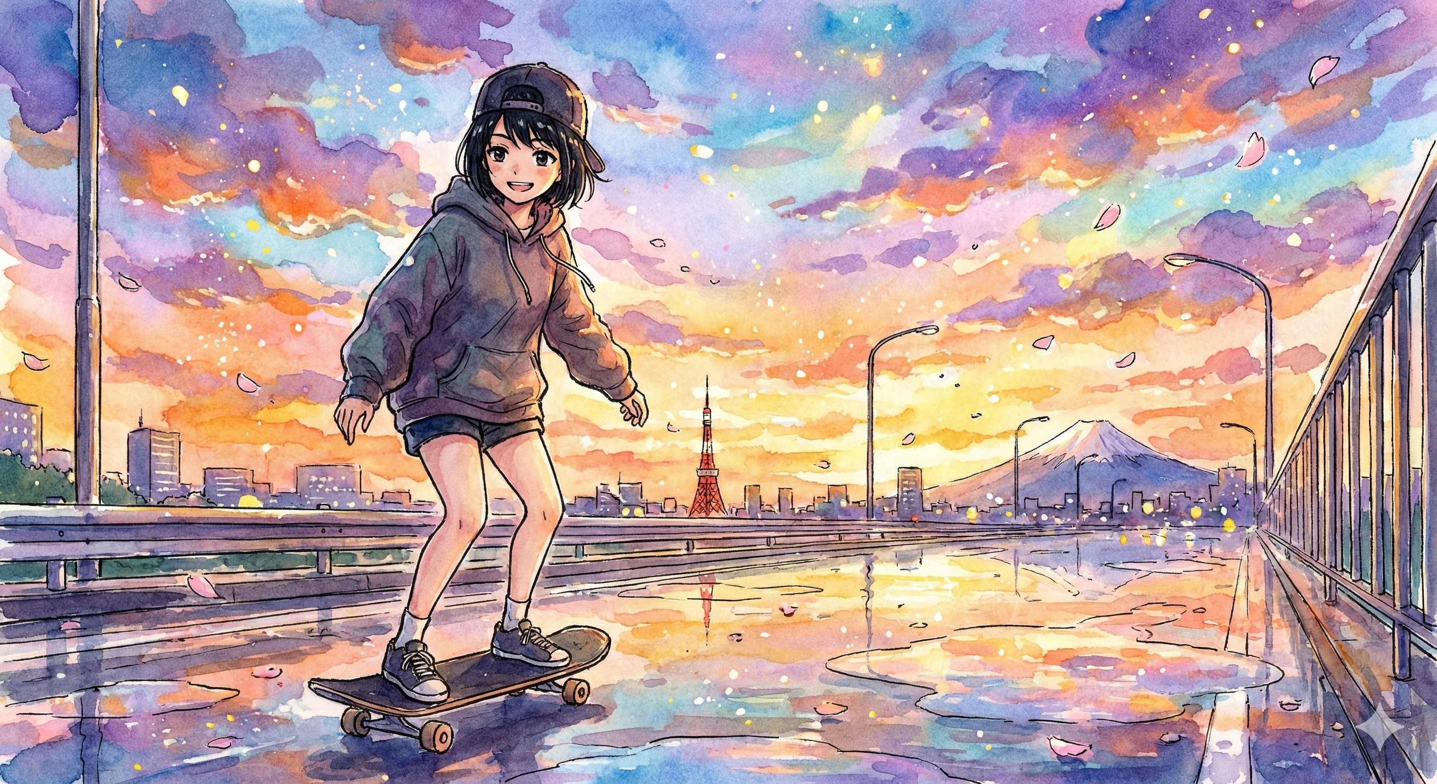 街と水たまり、少女261 | の人気AIイラスト・グラビア