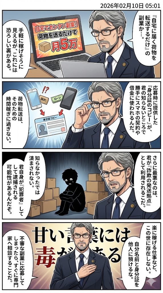 「荷受け代行・荷物転送」詐欺の罠　毎日漫画5時 | の人気AIイラスト・グラビア