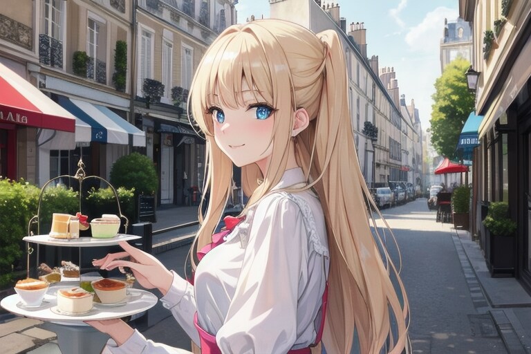 Blonde hair girl Tea time