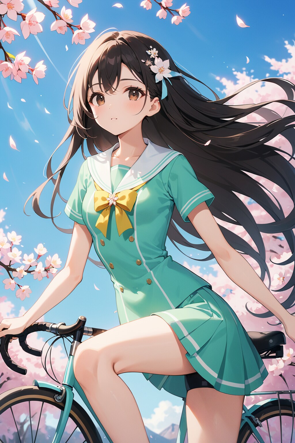 黒髪ロングでセーラー服の少女１５ | の人気AIイラスト・グラビア