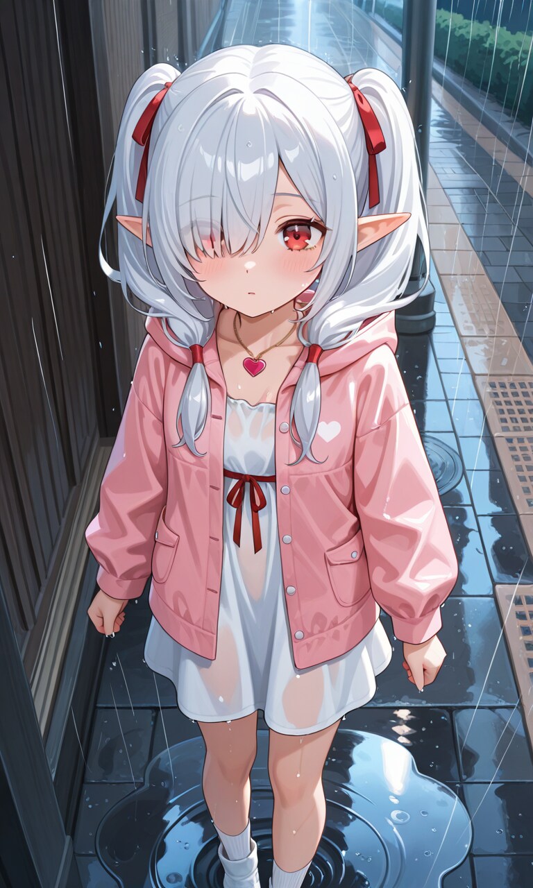 雨にびしょ濡れのシロネさん