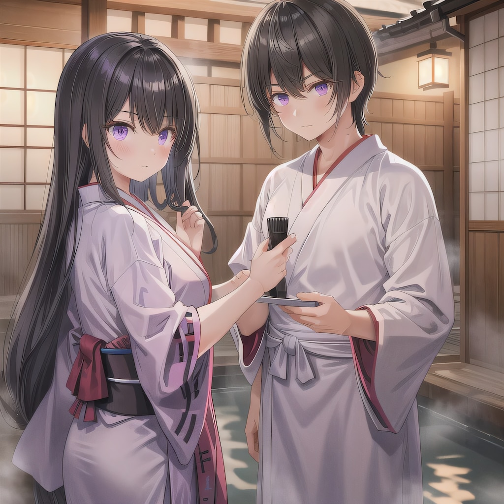 黒髪ロングでお風呂の少女３６