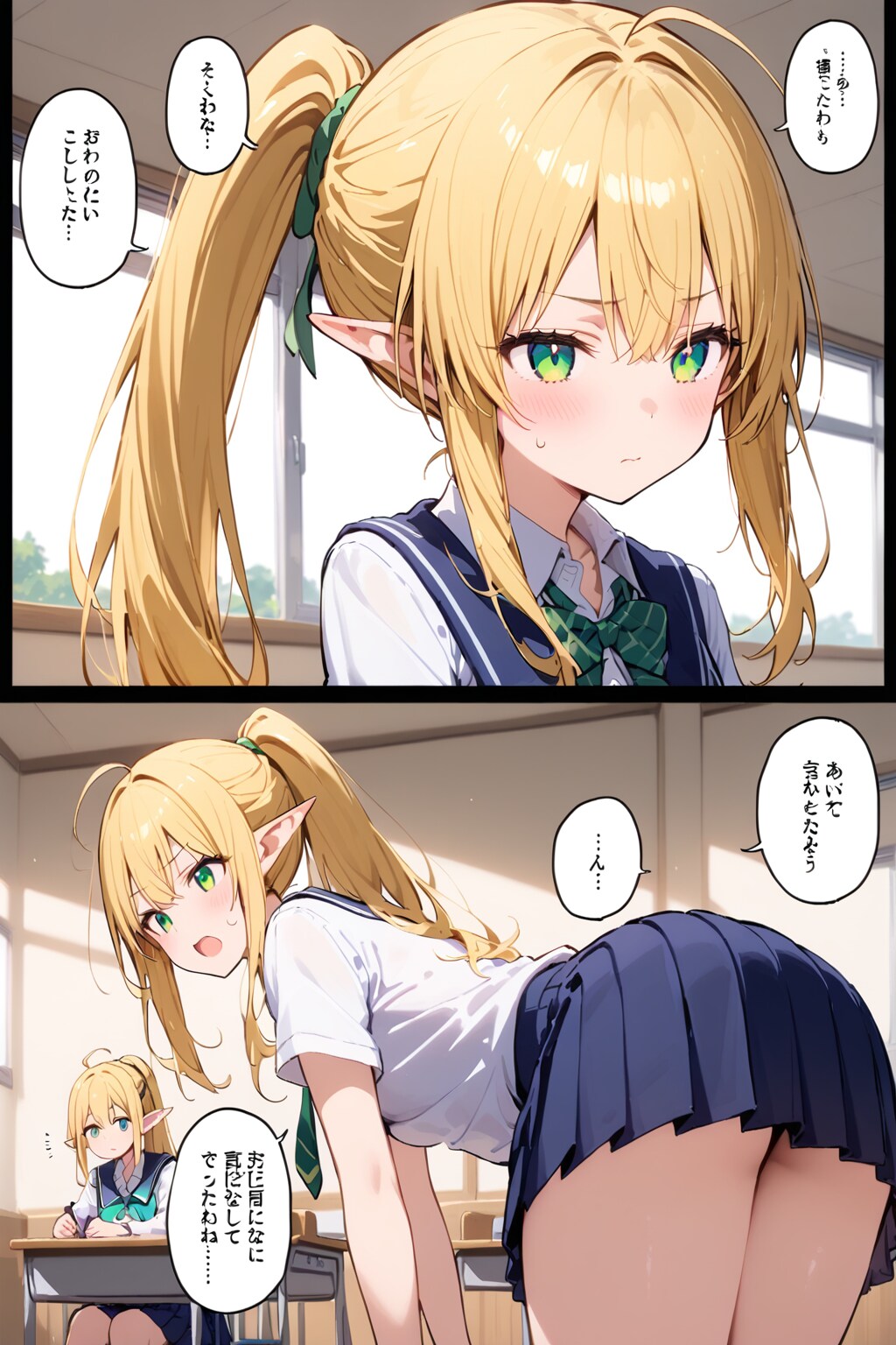 エルフの学生の漫画 | の人気AIイラスト・グラビア