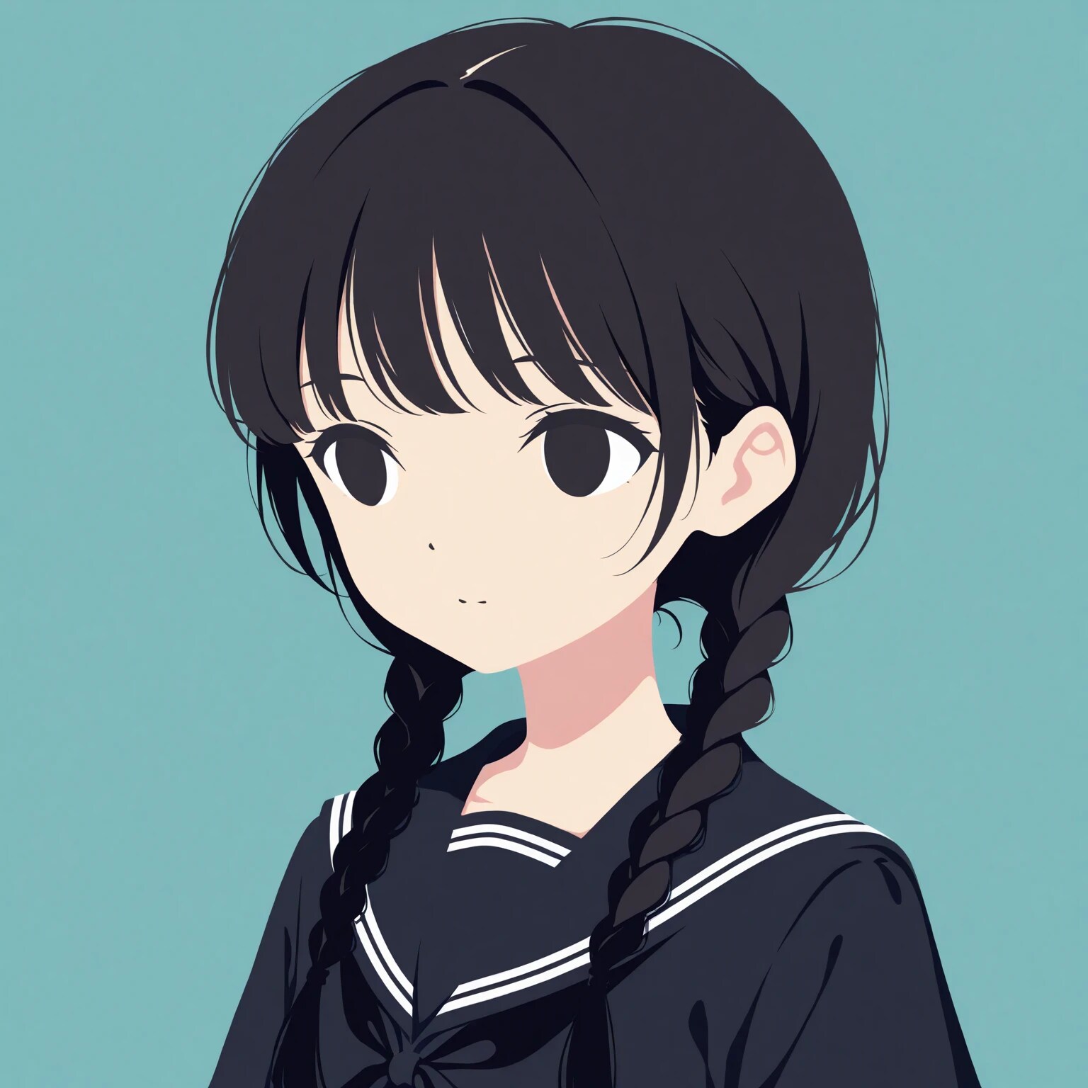 フラットカラーなお下げちゃん | の人気AIイラスト・グラビア