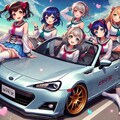 ラブライブキャラとシルバーメタリックスバルBRZオープンカー 4枚目