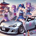 ラブライブキャラとシルバーメタリックスバルBRZオープンカー 2枚目