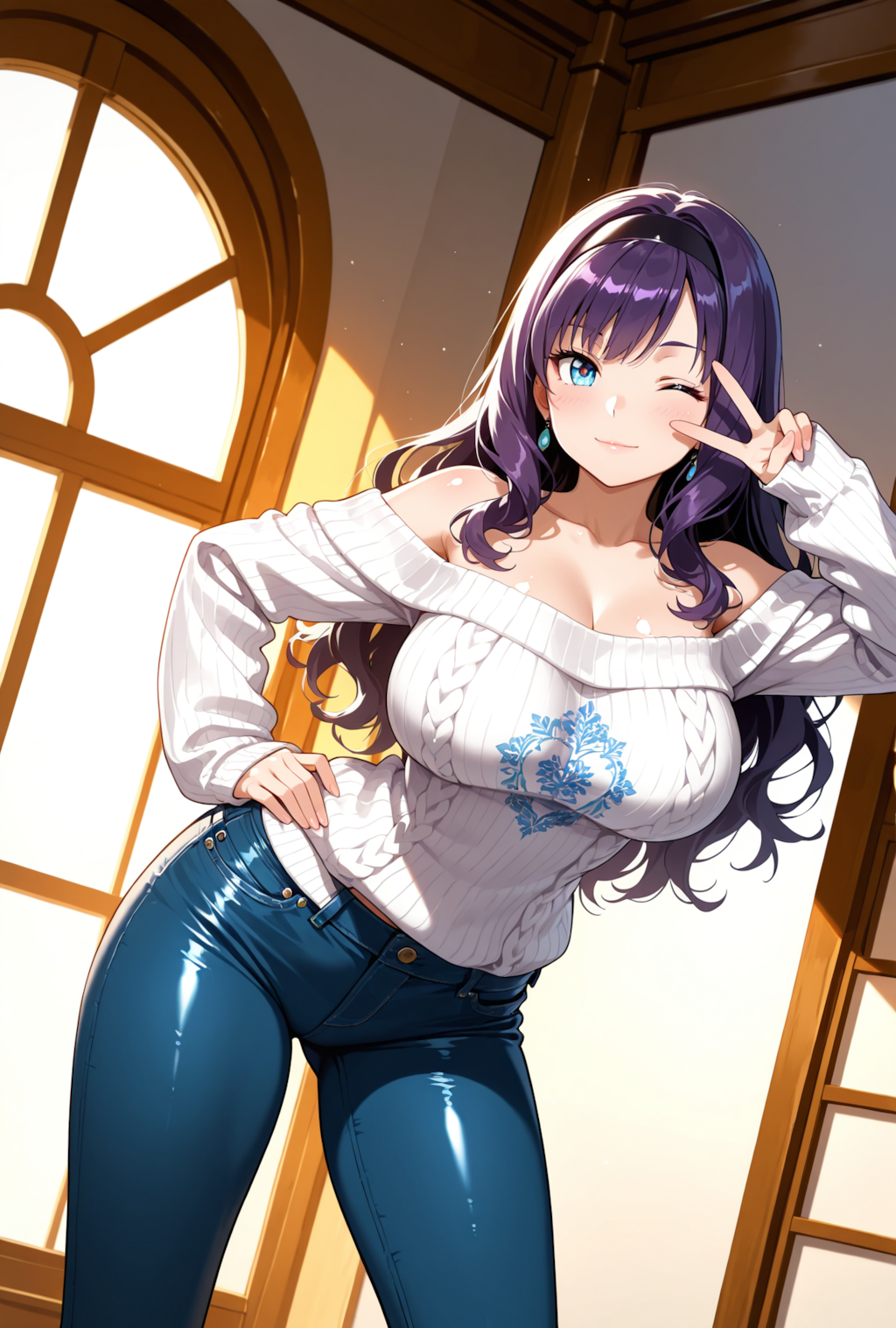 オフショルニットお姉さん