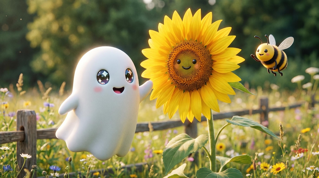 蜂と向日葵とお化けさん