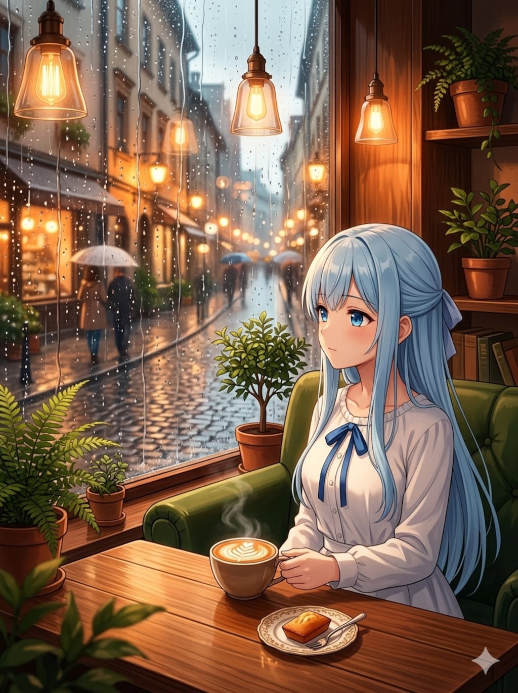 雨の日にカフェでくつろぐ優葵ちゃん☕