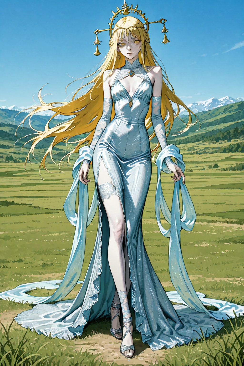 シルクのロングドレス