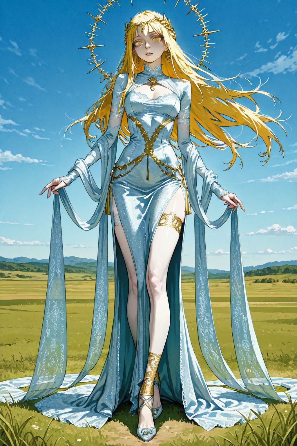 シルクのロングドレス