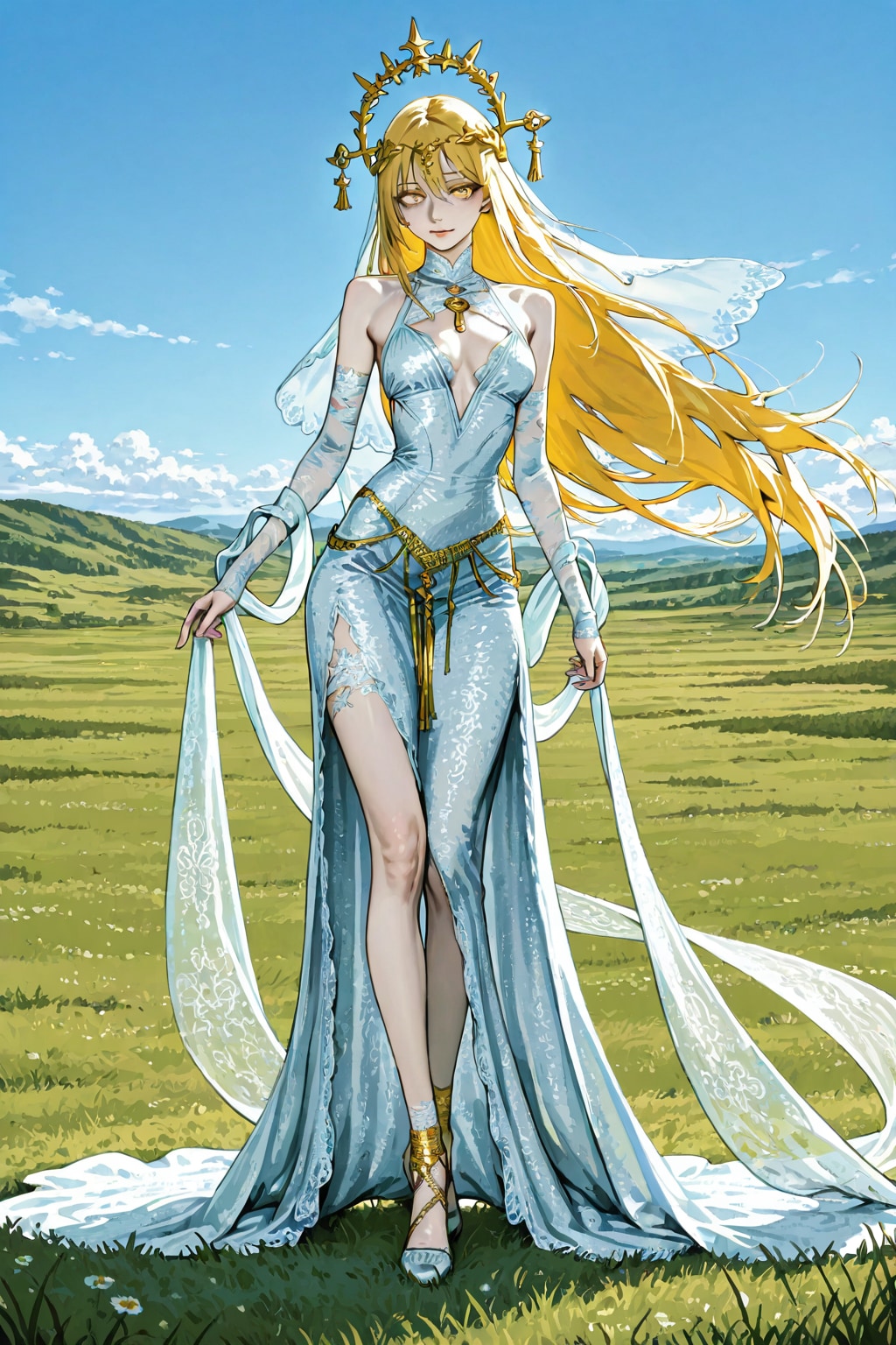 シルクのロングドレス