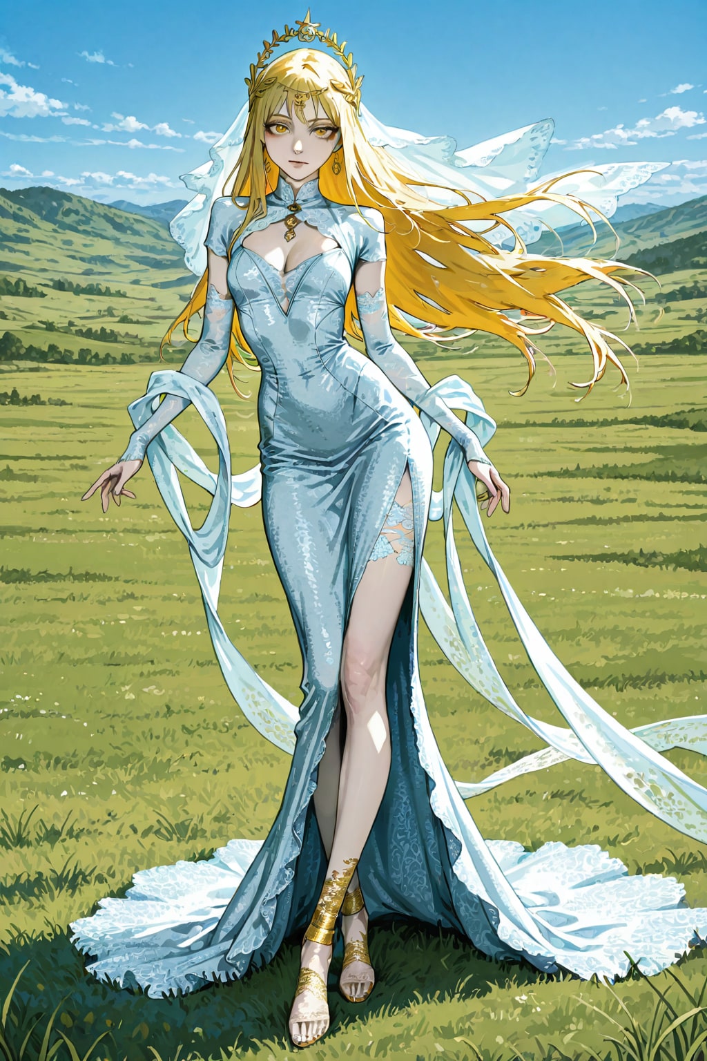 シルクのロングドレス