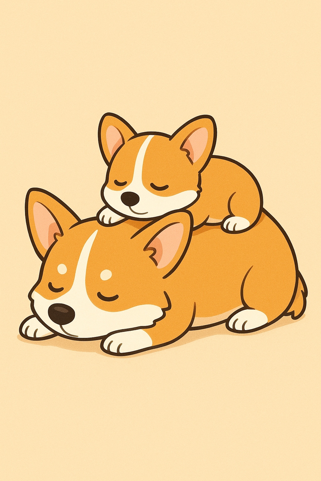 【なにかをのせる】コーギー親子