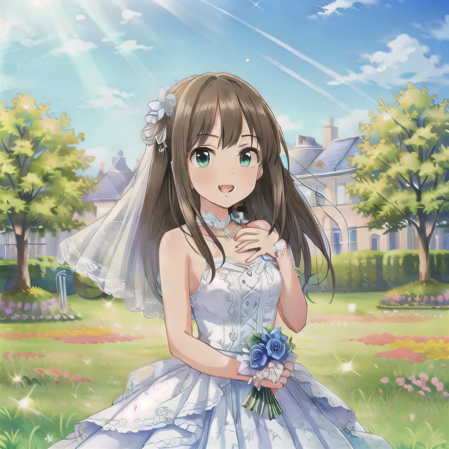 黒髪ロングでウェディングドレスの少女２３ | の人気AIイラスト・グラビア