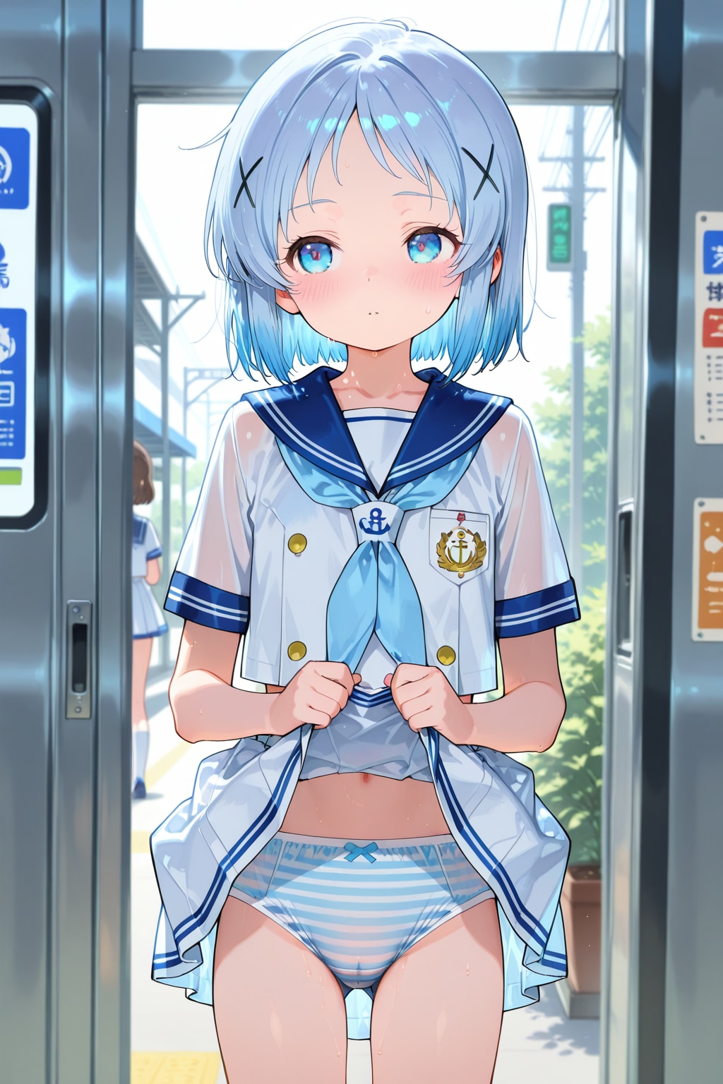 青いストライプ