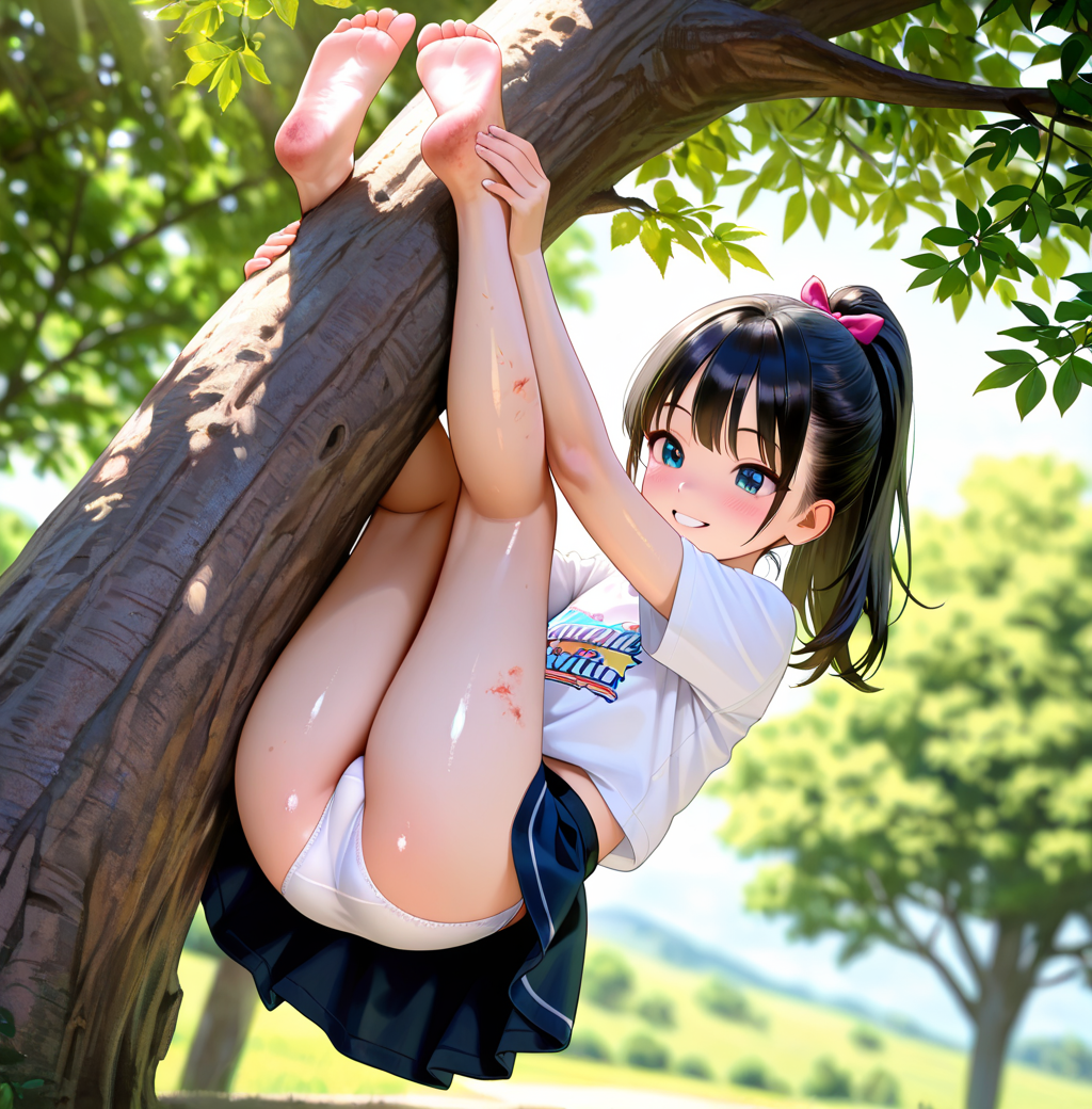 木登りをする少女