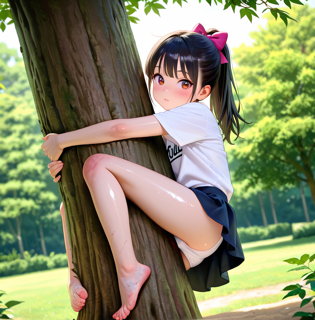 木登りをする少女