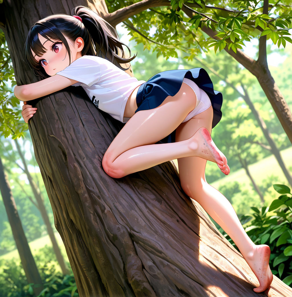 木登りをする少女