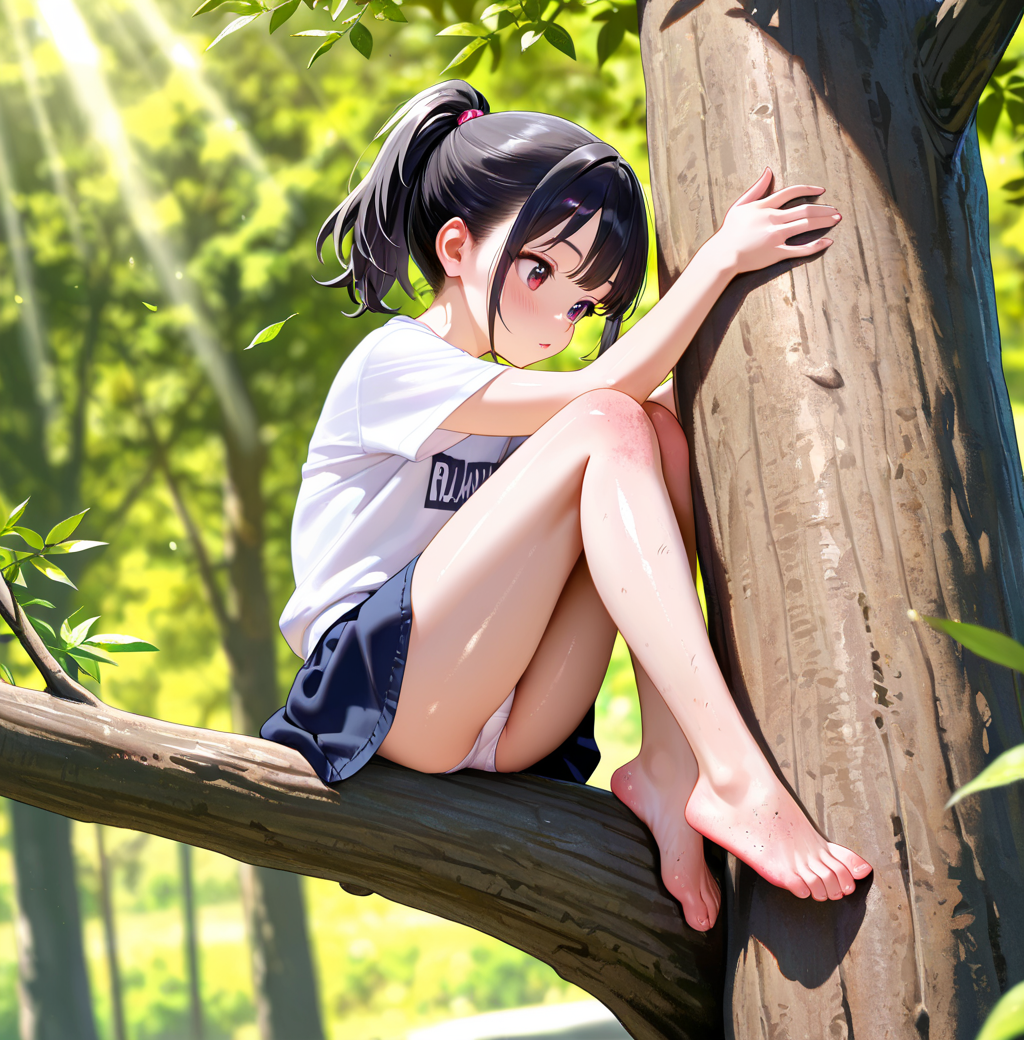 木登りをする少女