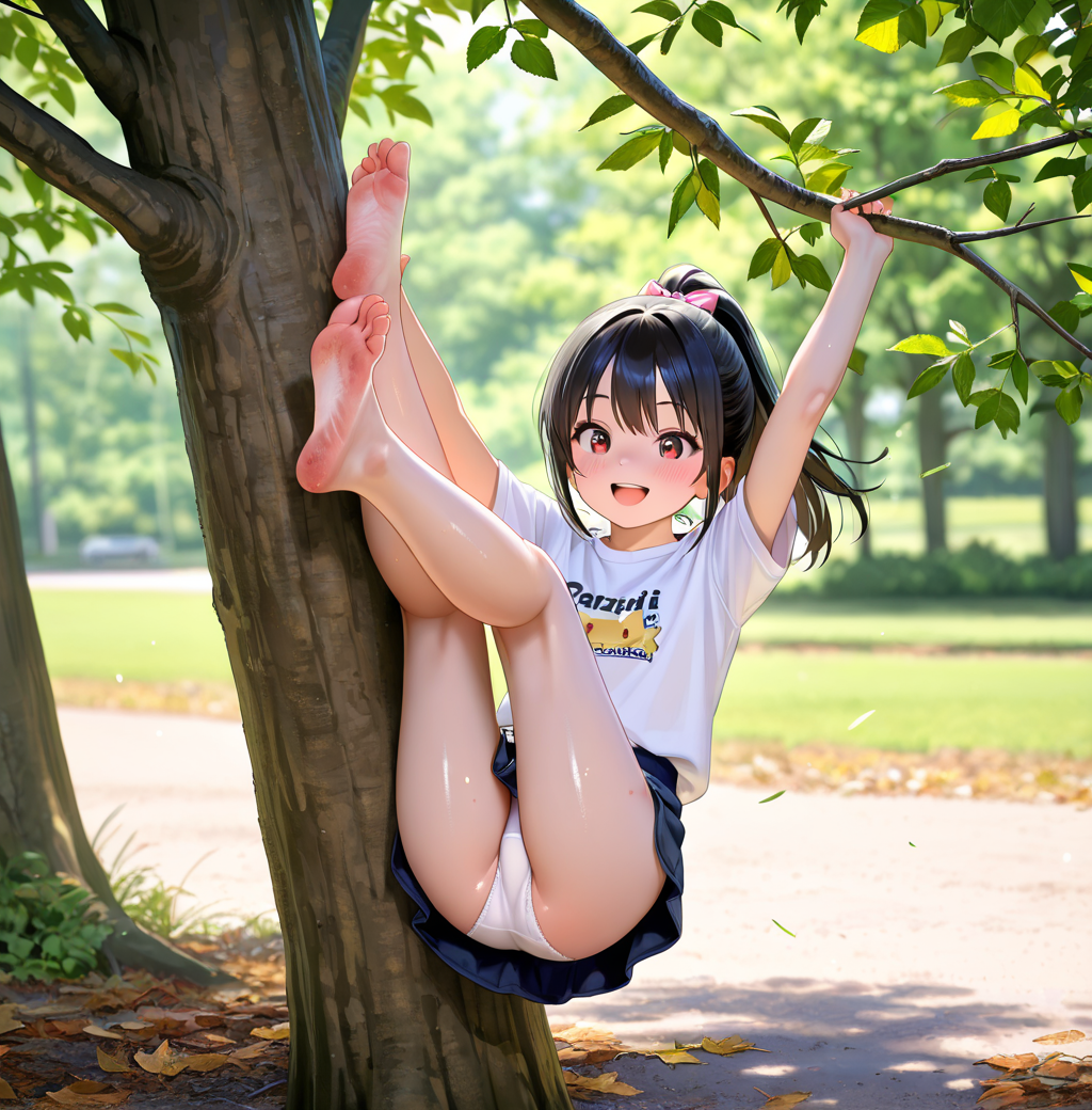木登りをする少女