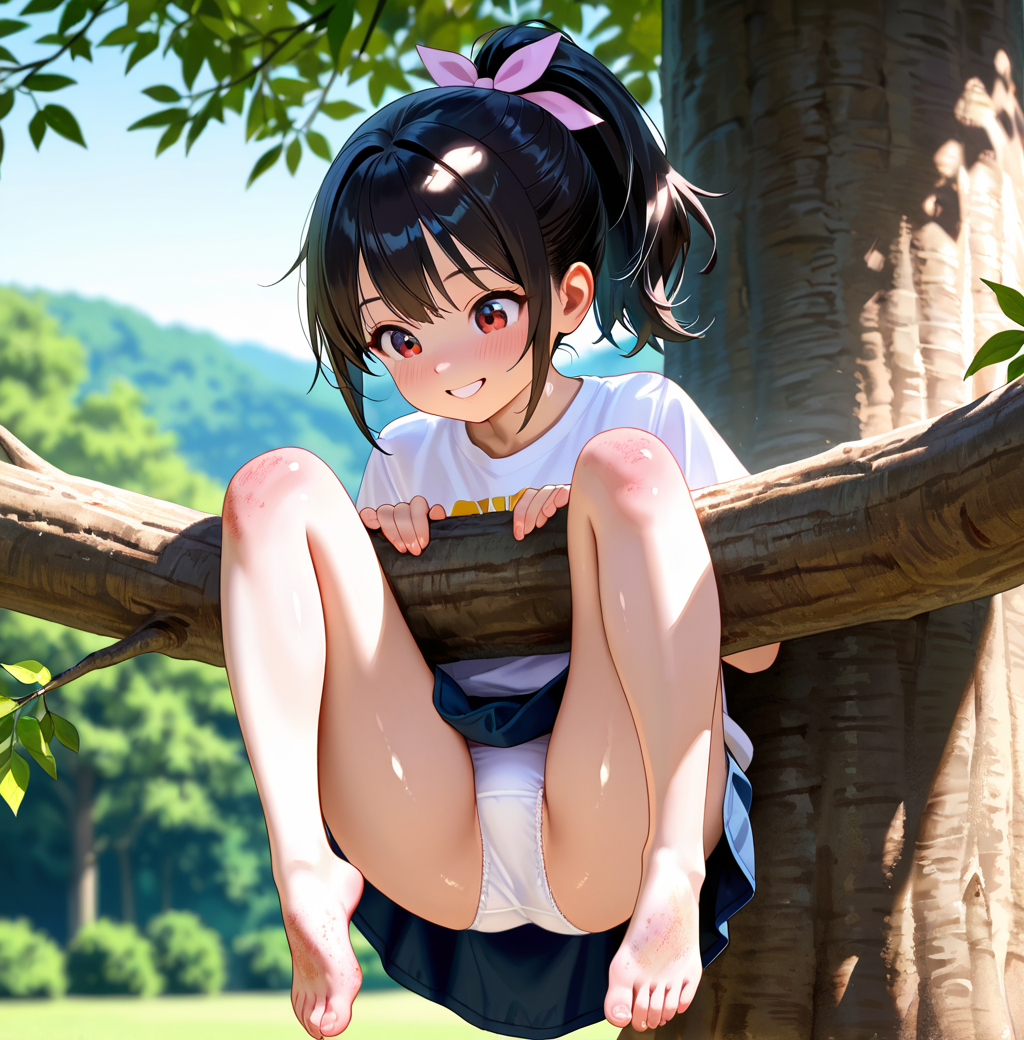 木登りをする少女