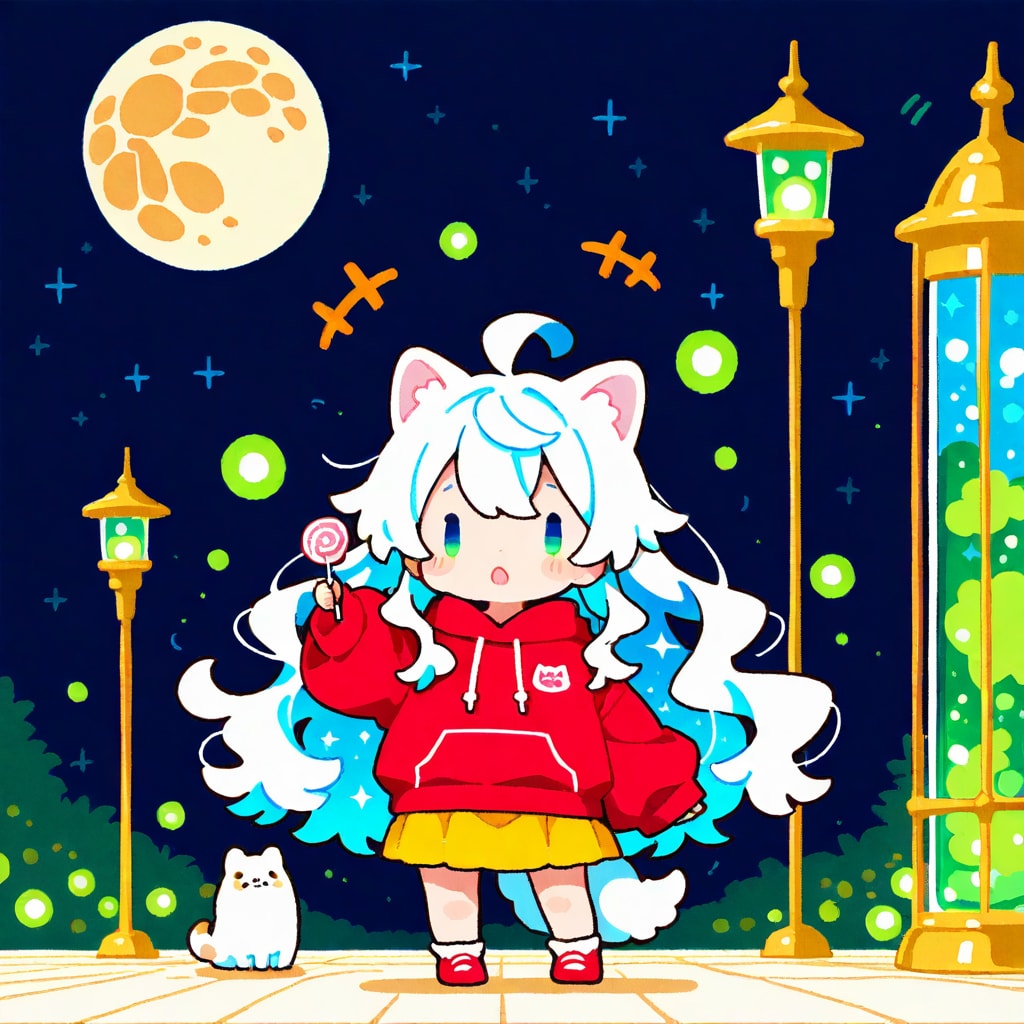 満月と白髪ちゃん