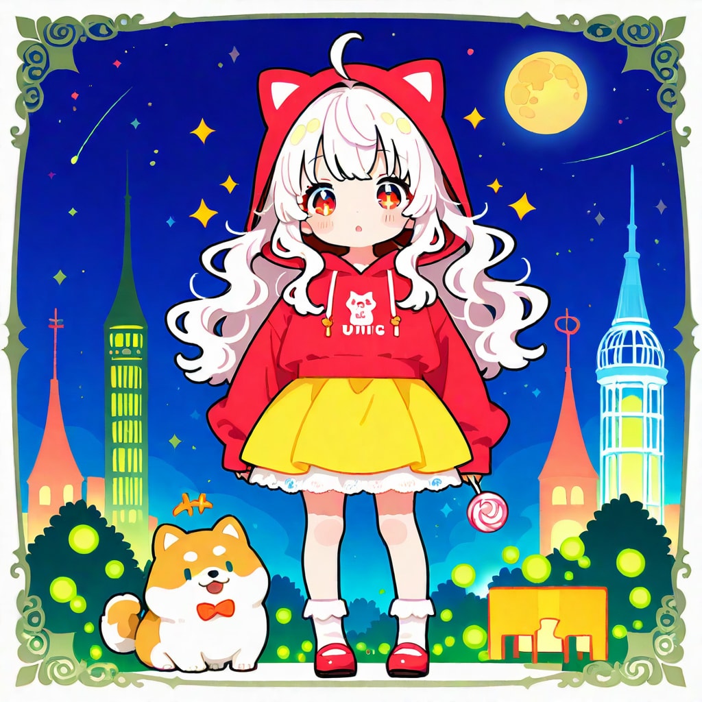 満月と白髪ちゃん