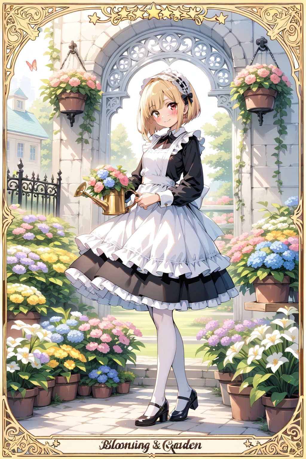 watering a flower garden
