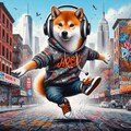 アクリル、ストリートファッションでブレイクダンスを踊る柴犬 2枚目