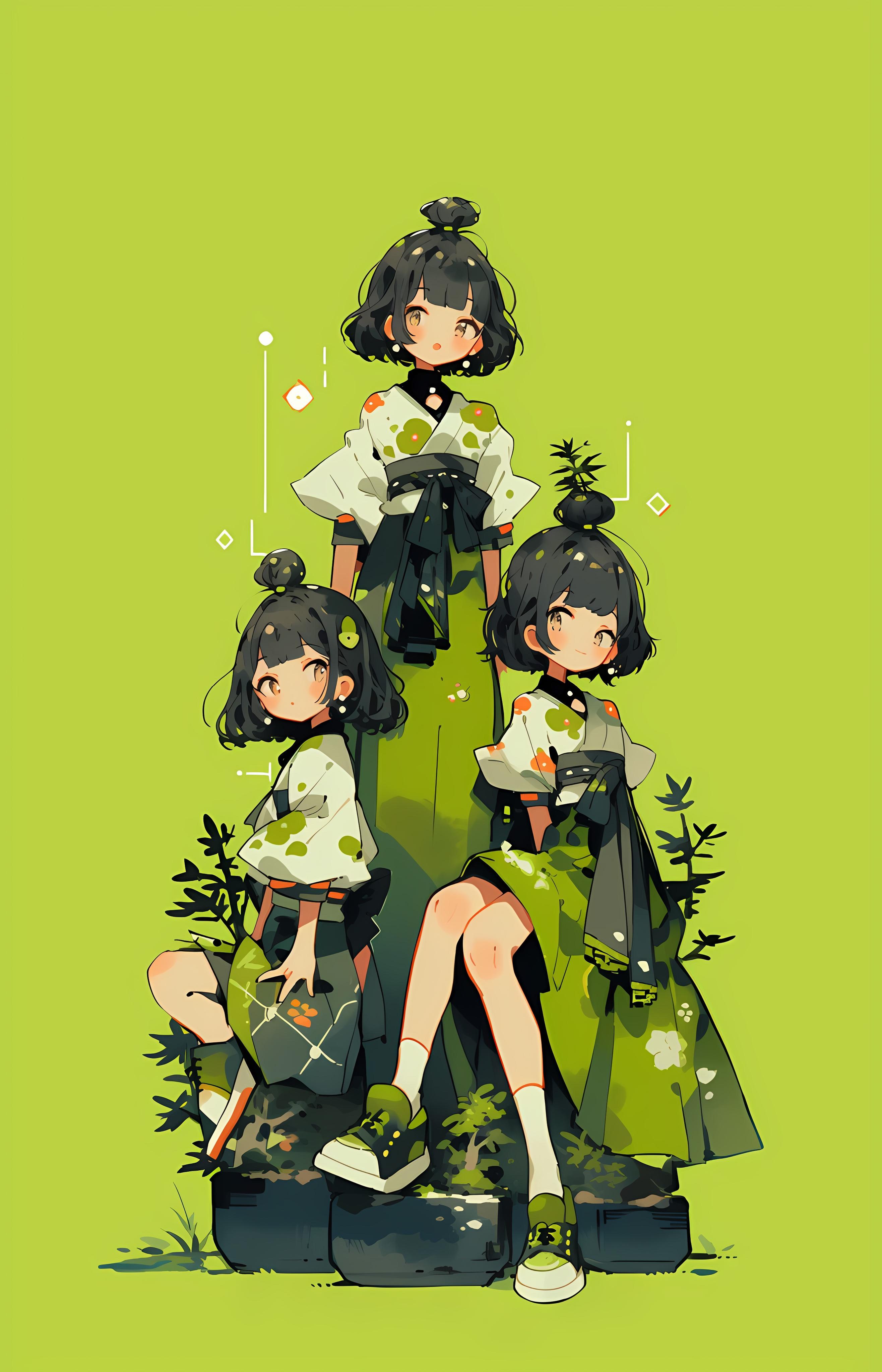 盆栽お団子三姉妹